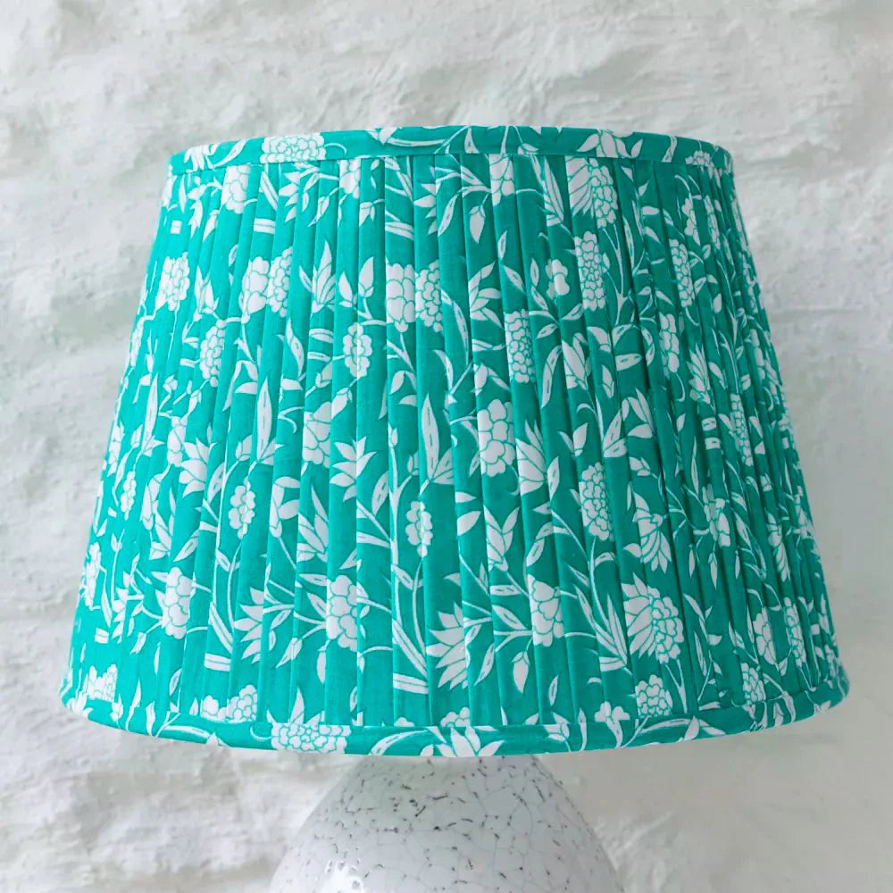Mint Floral Pure Cotton Pleated Lampshade - SHB24879 - Uneeka