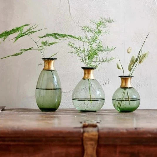 Miza Mini Green Glass Vase - MV1001 - Uneeka