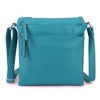 Multiple Zipped Compartment Faux Leather Shoulder Bag - A1638 - TEAL - Uneeka