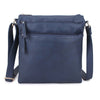 Multiple Zipped Compartment Faux Leather Shoulder Bag - A1638 - NAVY - Uneeka