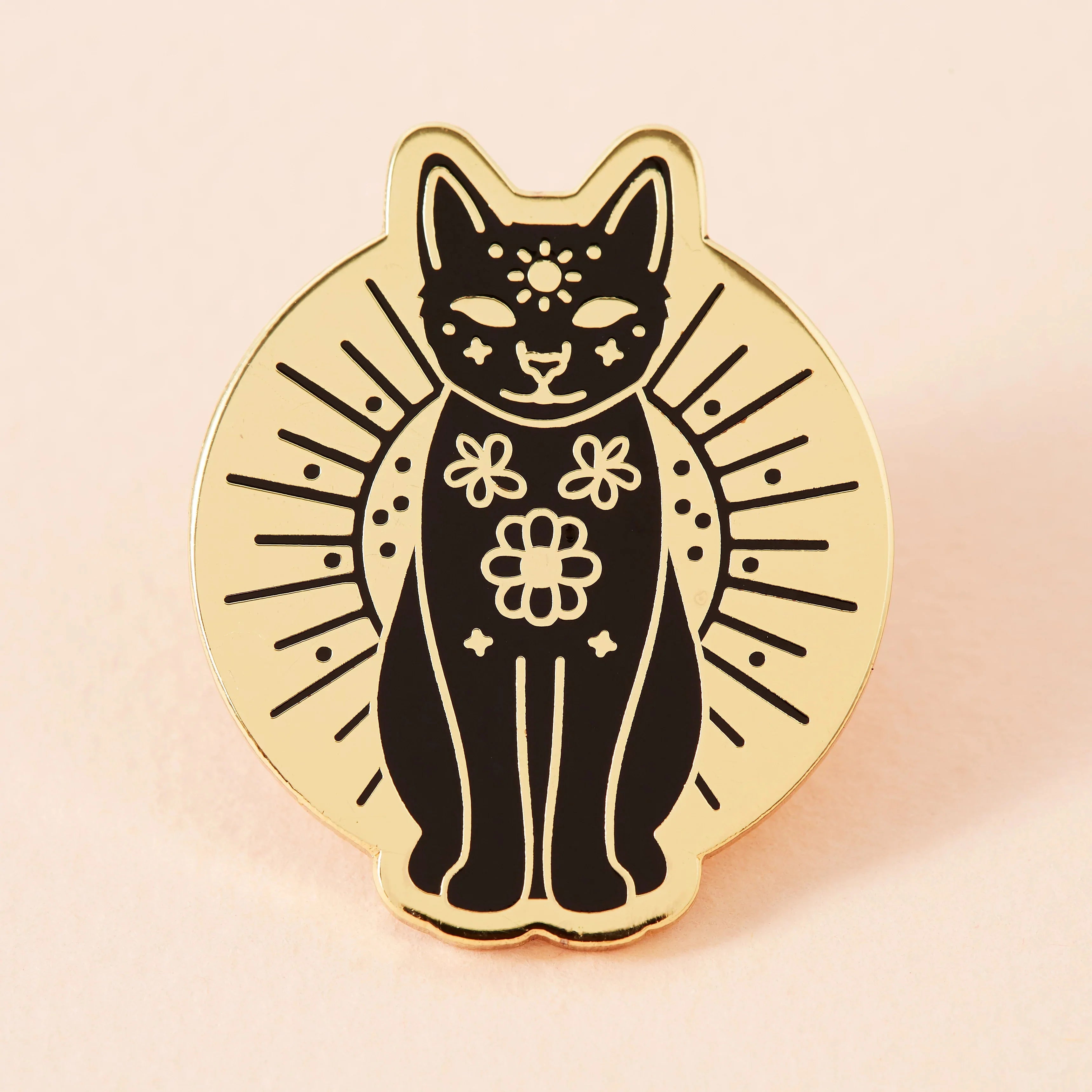 Mystic Black Cat Gold Plated Enamel Pin - EP788 - Uneeka