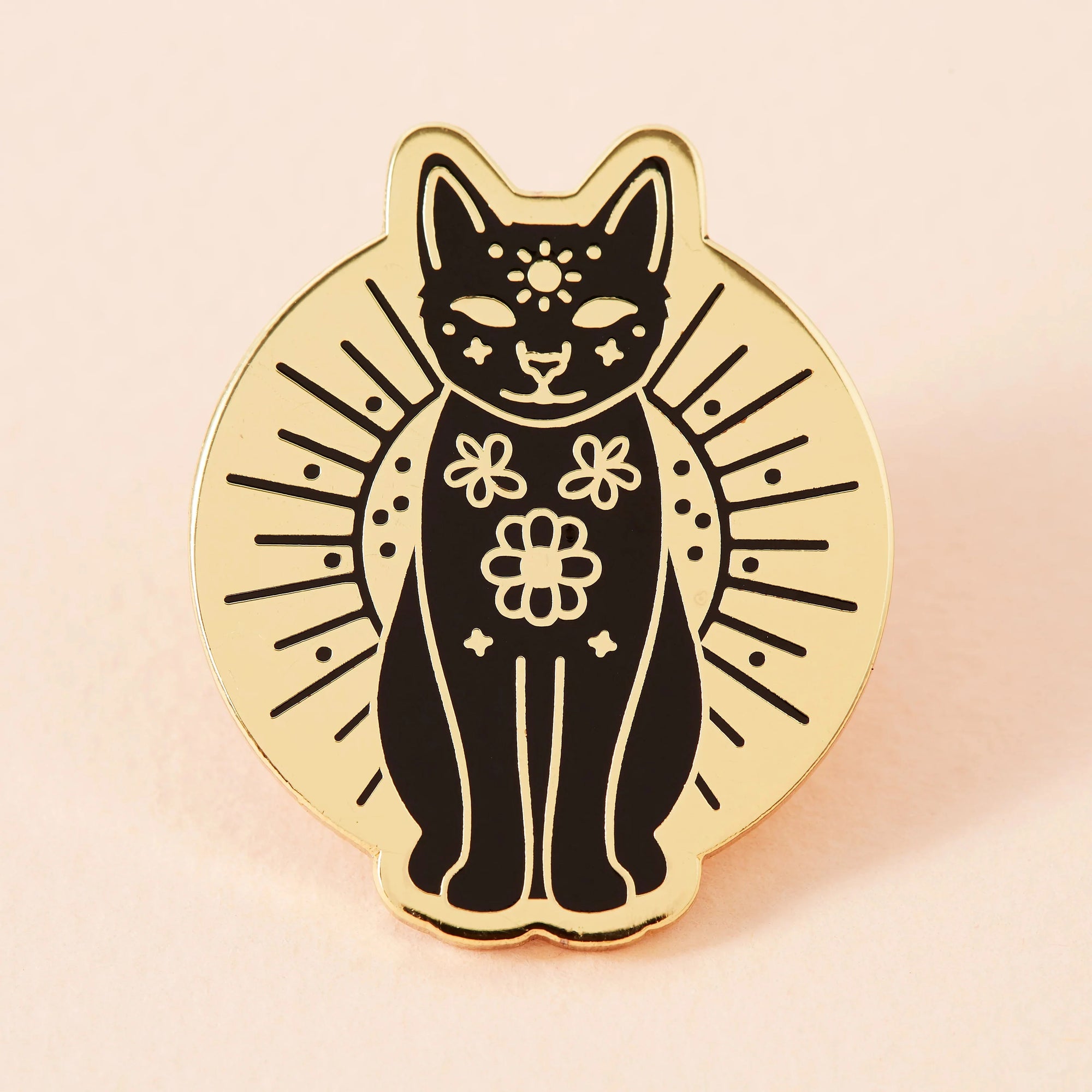 Mystic Black Cat Gold Plated Enamel Pin - EP788 - Uneeka