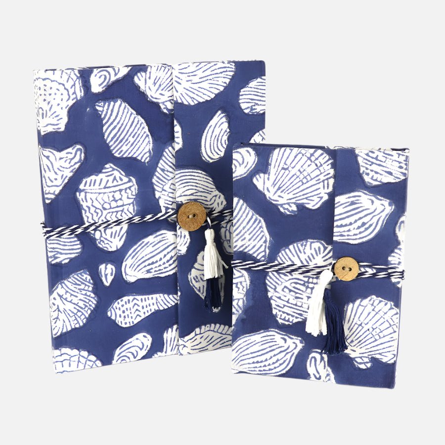 Navy Block Print Cotton Bound Notebook - 85012 - SMALL - Uneeka
