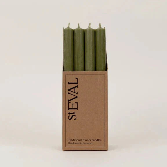 St Eval Single Dinner Candle Olive Green - F00054 - Uneeka