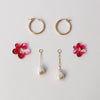 Nina Flower Charm Mismatched Drop Earrings - LE220909E - Uneeka