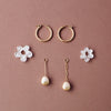Nina Flower Charm Mismatched Drop Earrings - LE220909E - Uneeka