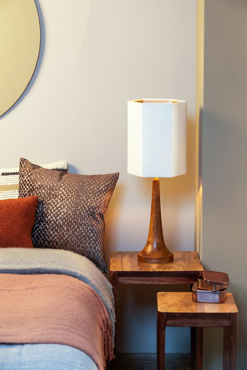 Oiled Brown Wooden Lamp Base - 7038683 - Uneeka