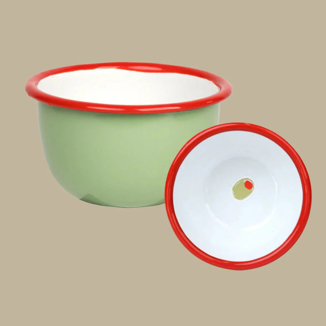 Olive Enamel Nibble Bowl - ENML - BOWL - OLIVE - 10 - Uneeka