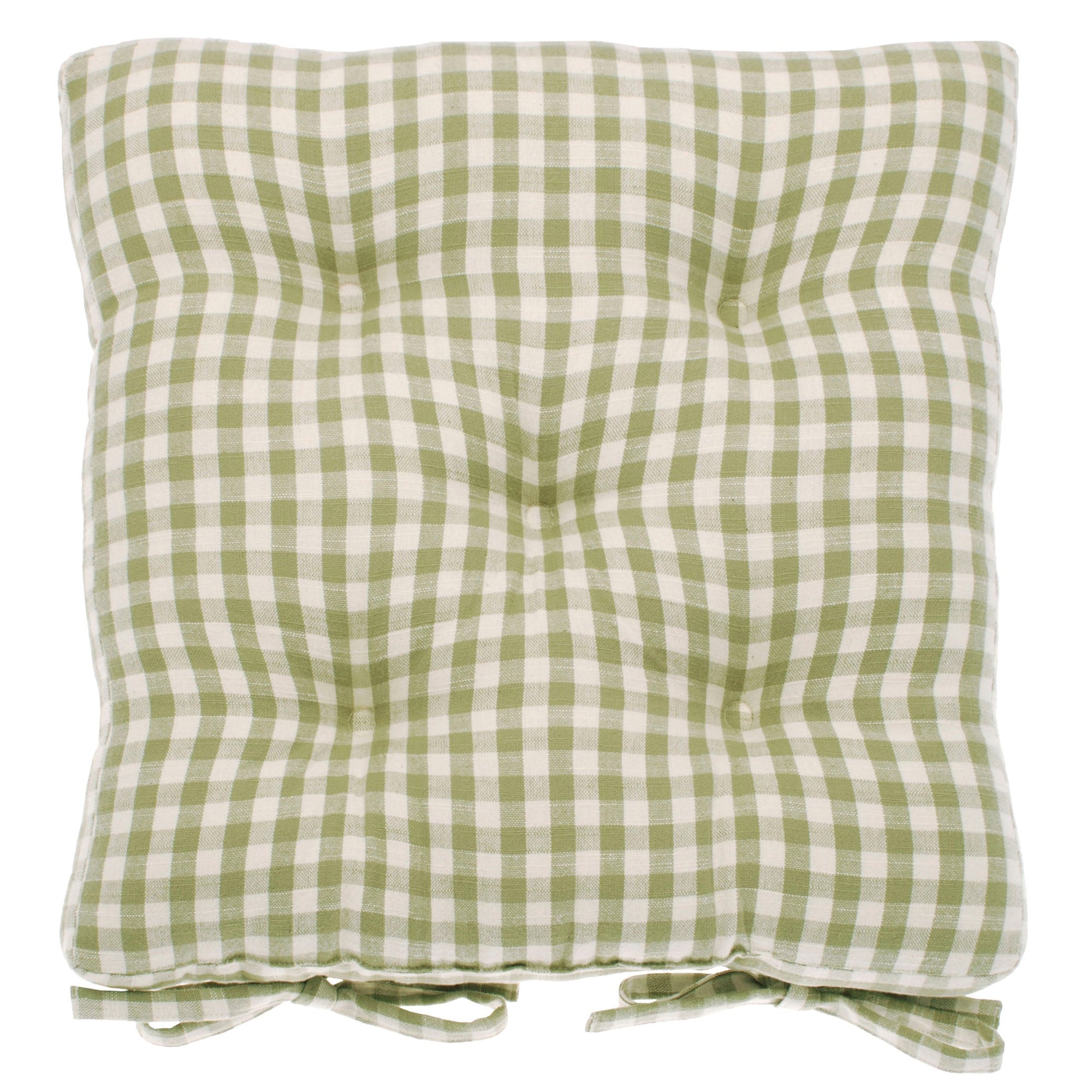 Olive Gingham Cotton Seat Pad with Ties - GGSPO - Uneeka