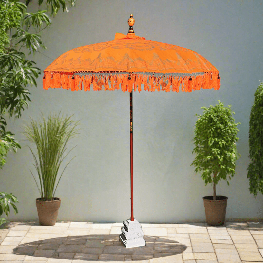 Orange Bali Sun Parasol With Pole Joint - MB76 - Uneeka