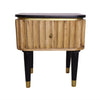 Panelled Wood Curved One Drawer Bedside Table - M2142 - Uneeka