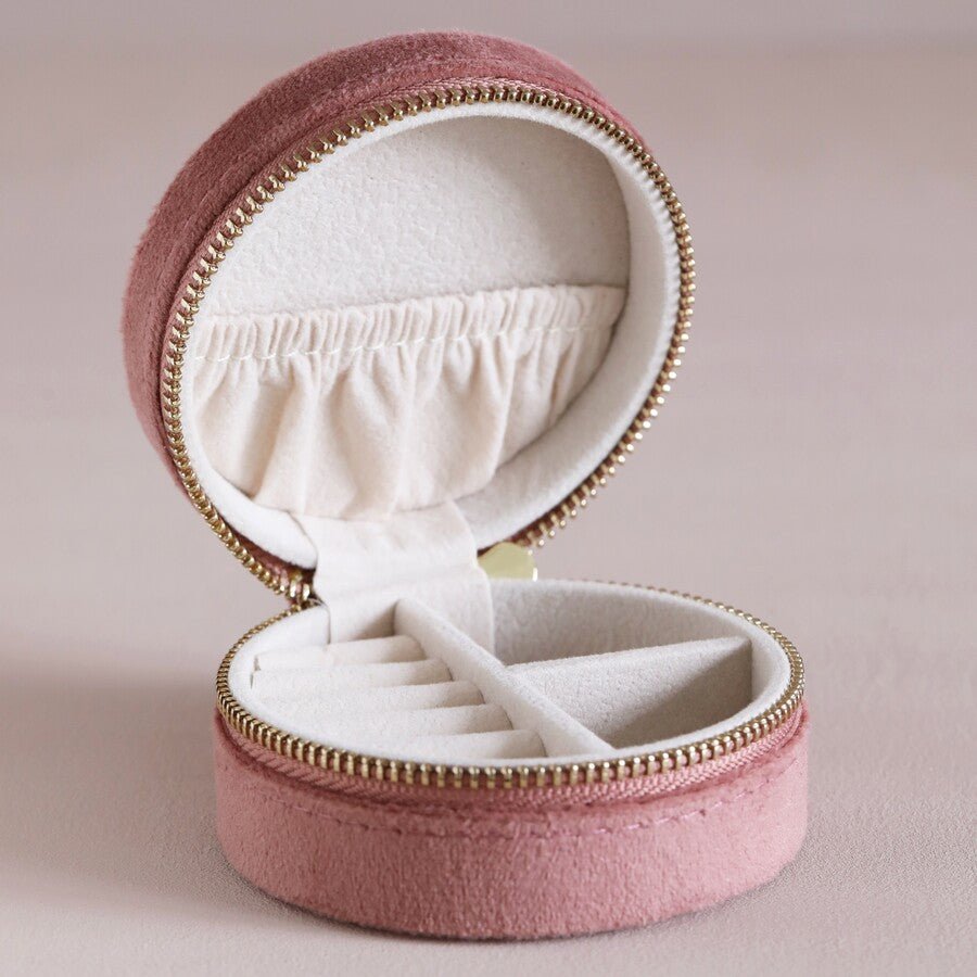 Pastel Tone Velvet Round Jewellery Case - 60731 - Uneeka
