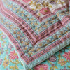 Pink & Blue Floral Blockprint Reversible Double Quilt - Q135 - Uneeka