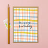 Pink & Yellow Check Happy Birthday Card - B28 Pink & Yellow Check - Uneeka