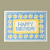 Happy Birthday Patterned Blue Border Greetings Card - CRDA6 SHB - Uneeka