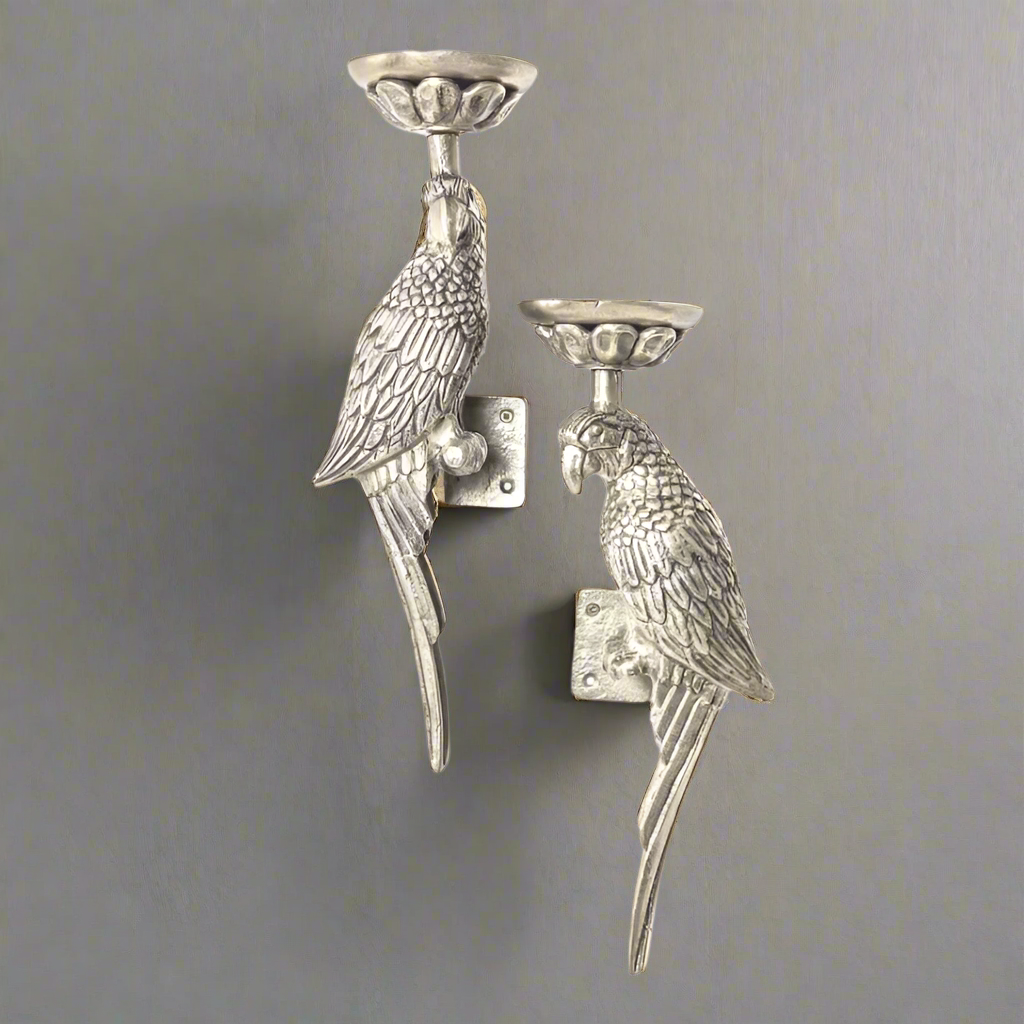 Pair Of Metal Parrot Wall Candle Sconces - AL169 - Uneeka