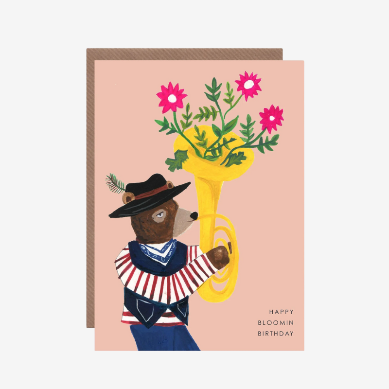 Blooming Birthday Bear Greetings Card - HCWB06 - Uneeka