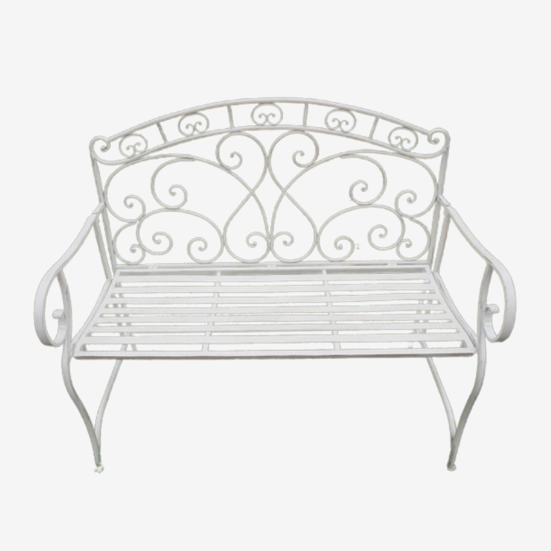 White Metal Outdoor Bench - 7386 - Uneeka