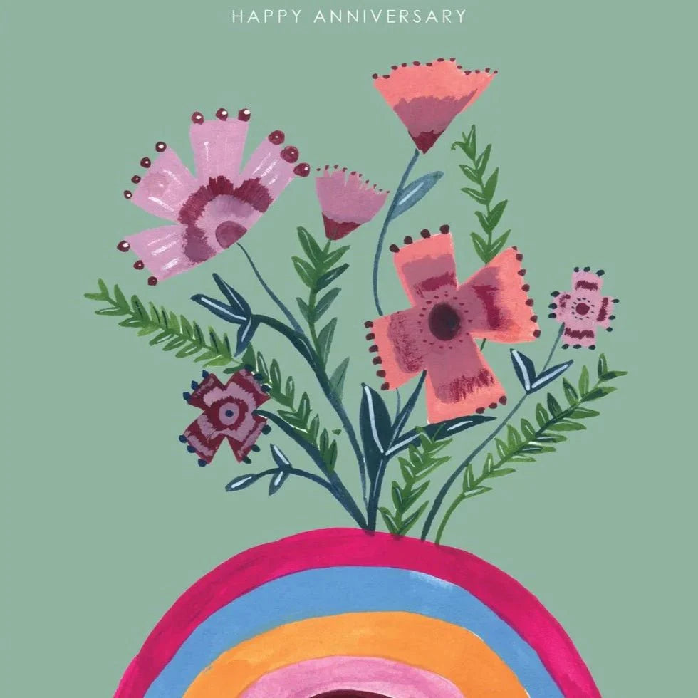 Rainbow and Flowers Anniversary Card - HCWB226 - Uneeka