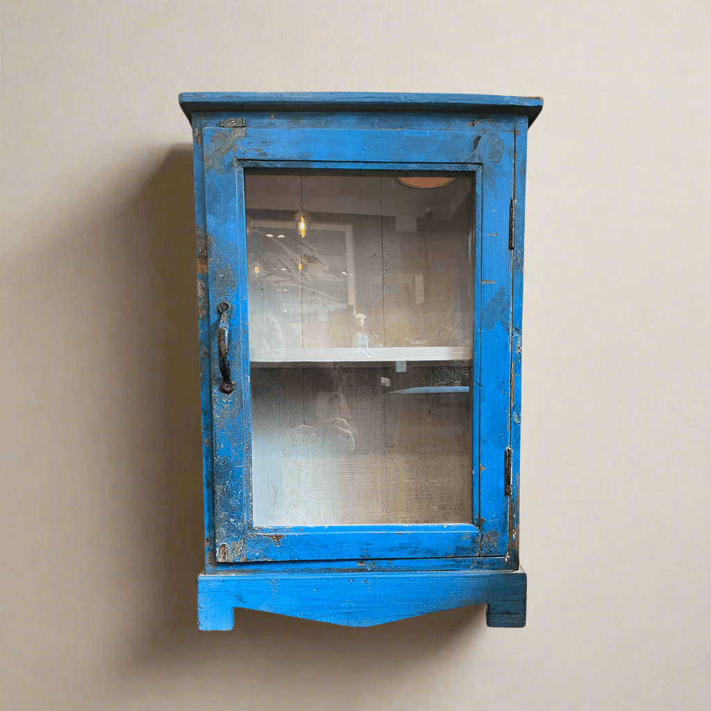 Reclaimed Wood Turquoise Hanging Cabinet - Uneeka