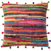 Recycled Rag Rug Cushion with Pom Poms - CCRRPP - Uneeka