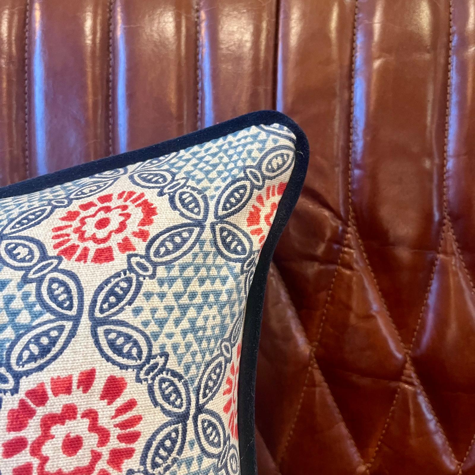 Red & Blue Geometric Print Scatter Cushion - SCATTER CUSHION - GEOMETRIC - Uneeka