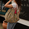 Reversible Block Print Tassel Bag - BAGPACK01 - TURQUOISE BAG0284 - Uneeka