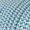 Round 3 Core Electric Cable Covered with Rayon in Turquoise Zigzag* - XZ3RZ11 - Uneeka