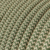 Round 3 Core Electrical Cable Covered with Cotton & Linen in Green and Natural Zigzag - XZ3RD72 - Uneeka