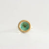 Round Glazed Glass Pendant Sterling Silver Adjustable Ring - 50SG - Reef Emerald - Uneeka
