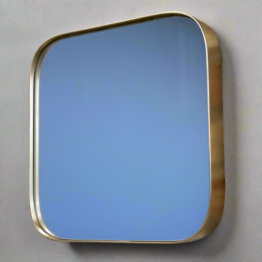 Rounded Edge Square Gold Frame Mirror - 7551 - Uneeka