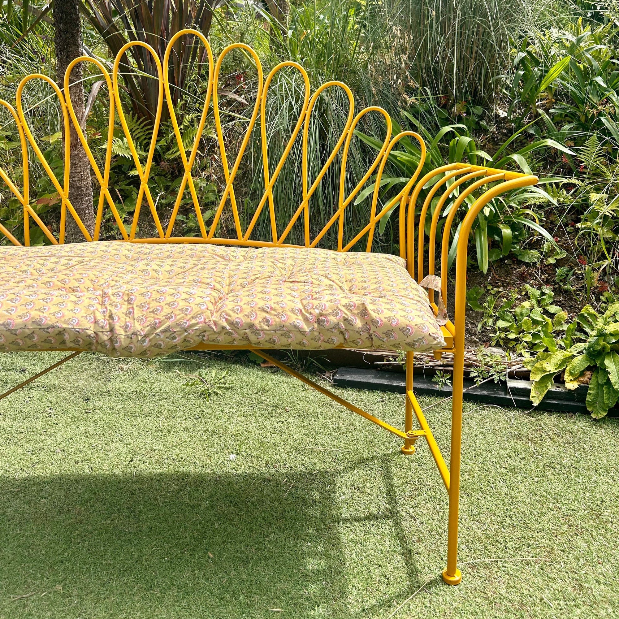 Sage Hand Block Printed Large Chair Cushion Pad - JHABC - Uneeka