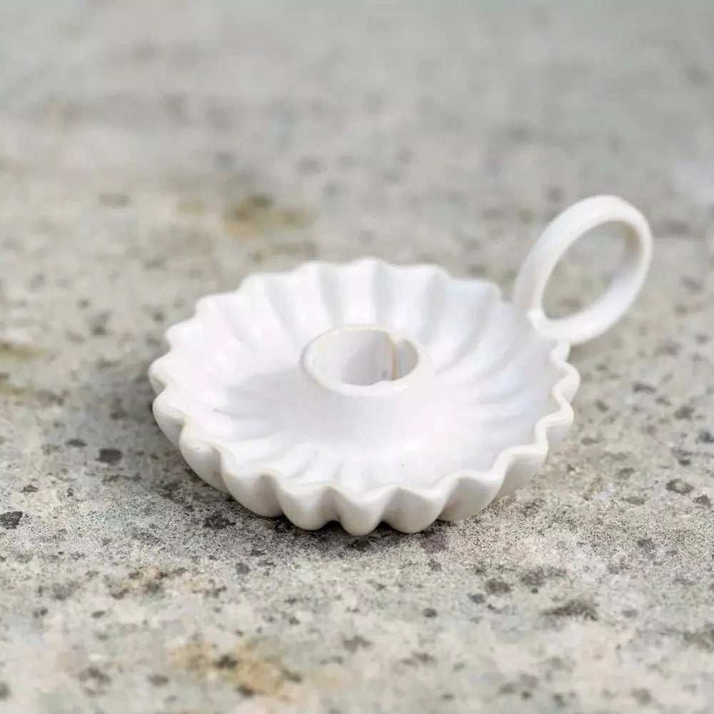 Scalloped Ceramic Candle Holder - WI24956 - Uneeka