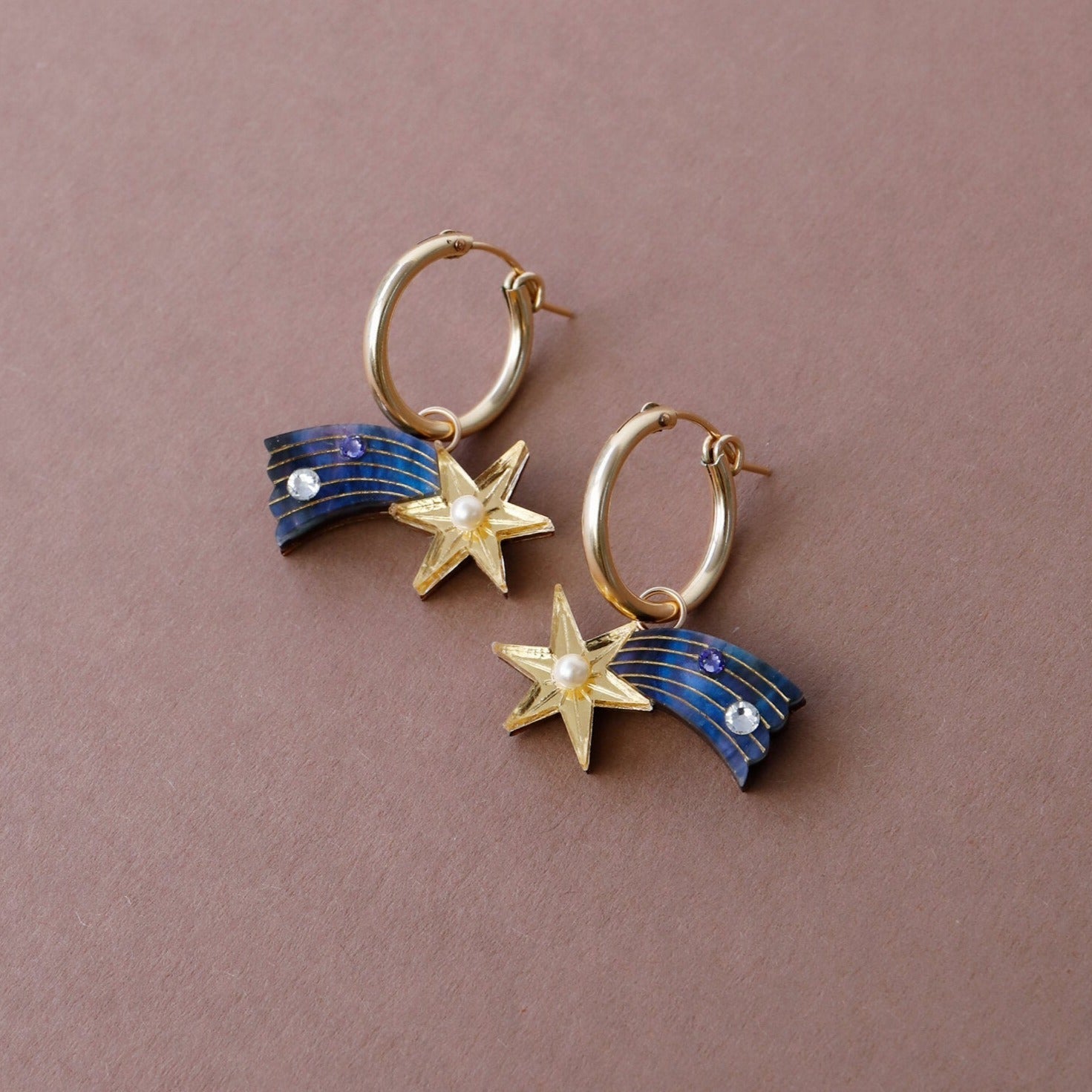 Shooting Star Gold Hoops - R1401H - Uneeka
