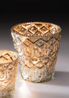 Silver & Gold Foil Glass Tealight Holder - TL134 - Uneeka