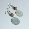 Silver Plated Disc & Wood Bead Earrings - JEMS12 - Uneeka