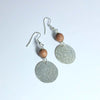 Silver Plated Disc & Wood Bead Earrings - JEMS12 - Uneeka