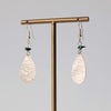Silver Plated Small Oval and Malachite Chip Earrings - JEMS53 - Uneeka