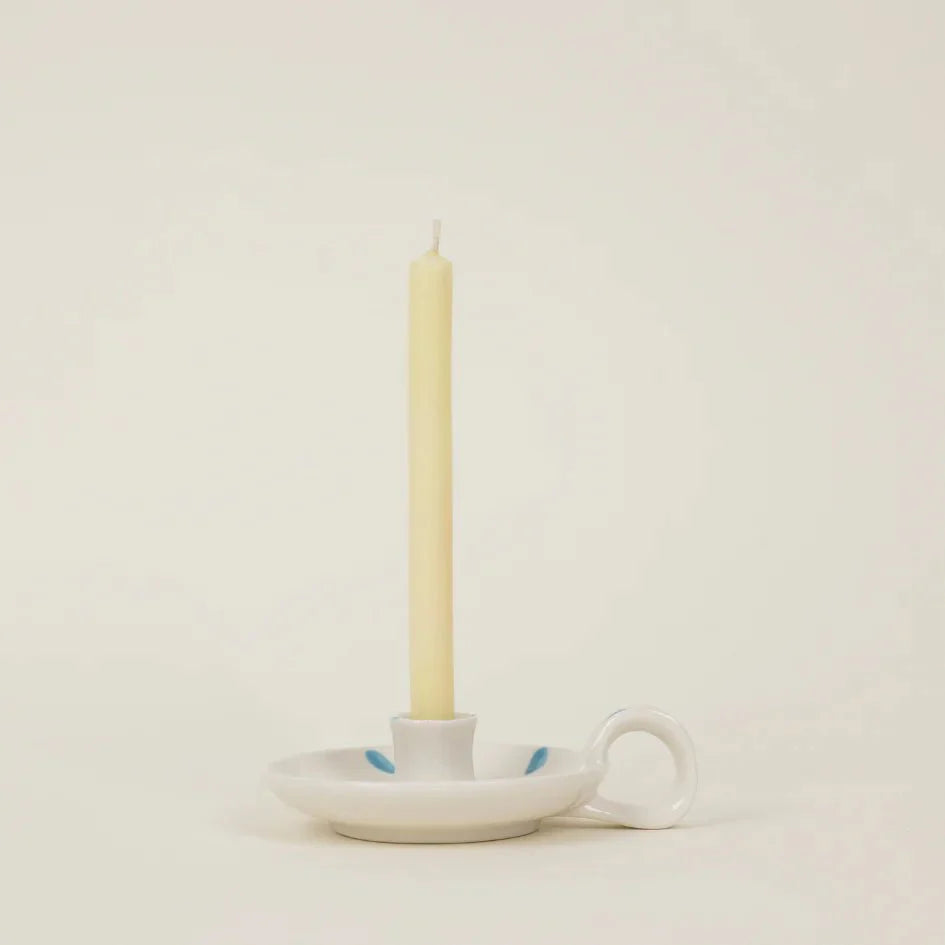 St Eval Sky Blue Brushmarks Mini Candle Holder - F01352 - Uneeka