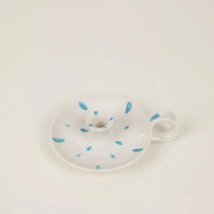 St Eval Sky Blue Brushmarks Mini Candle Holder - F01352 - Uneeka