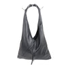 Slouchy Style Leather Shoulder Bag - M589Grain - BL - Uneeka