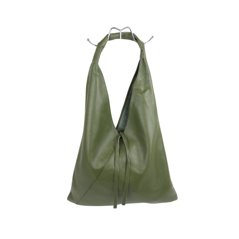 Slouchy Style Leather Shoulder Bag - M589Grain - OL - Uneeka