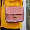 Small Brown Leather Crossbody Satchel Bag - HISB - S - BR - Uneeka