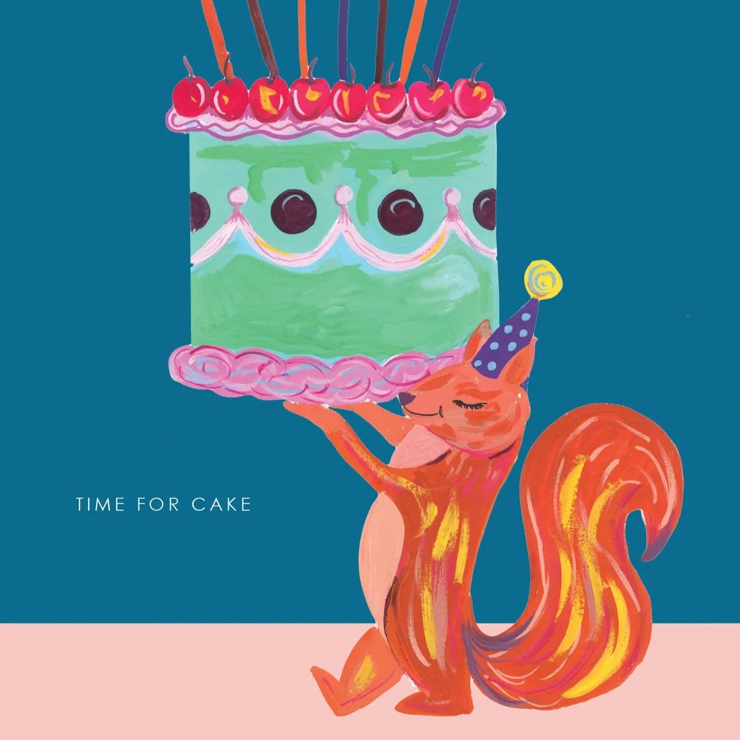 Squirrel With Cake Greetings Card - HCWB443 - Uneeka