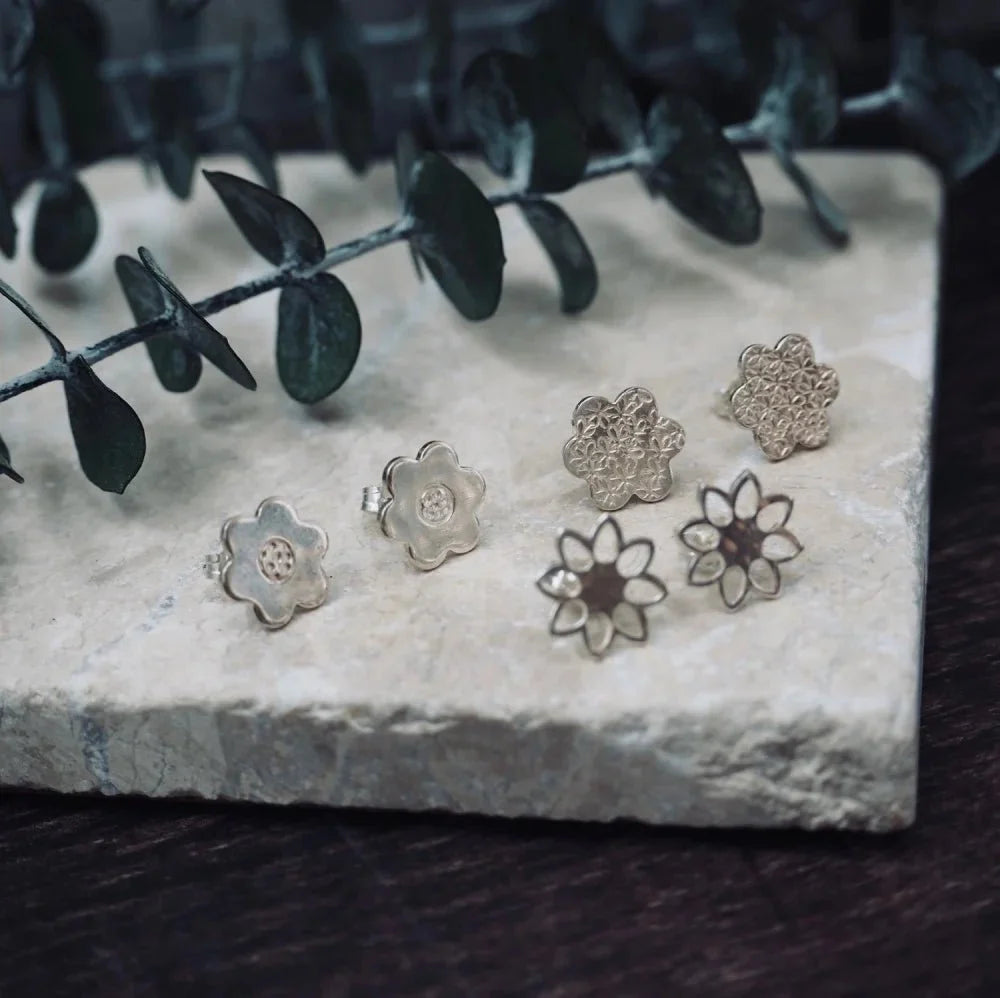 Sterling Silver Flower Studs - FS002 - Uneeka