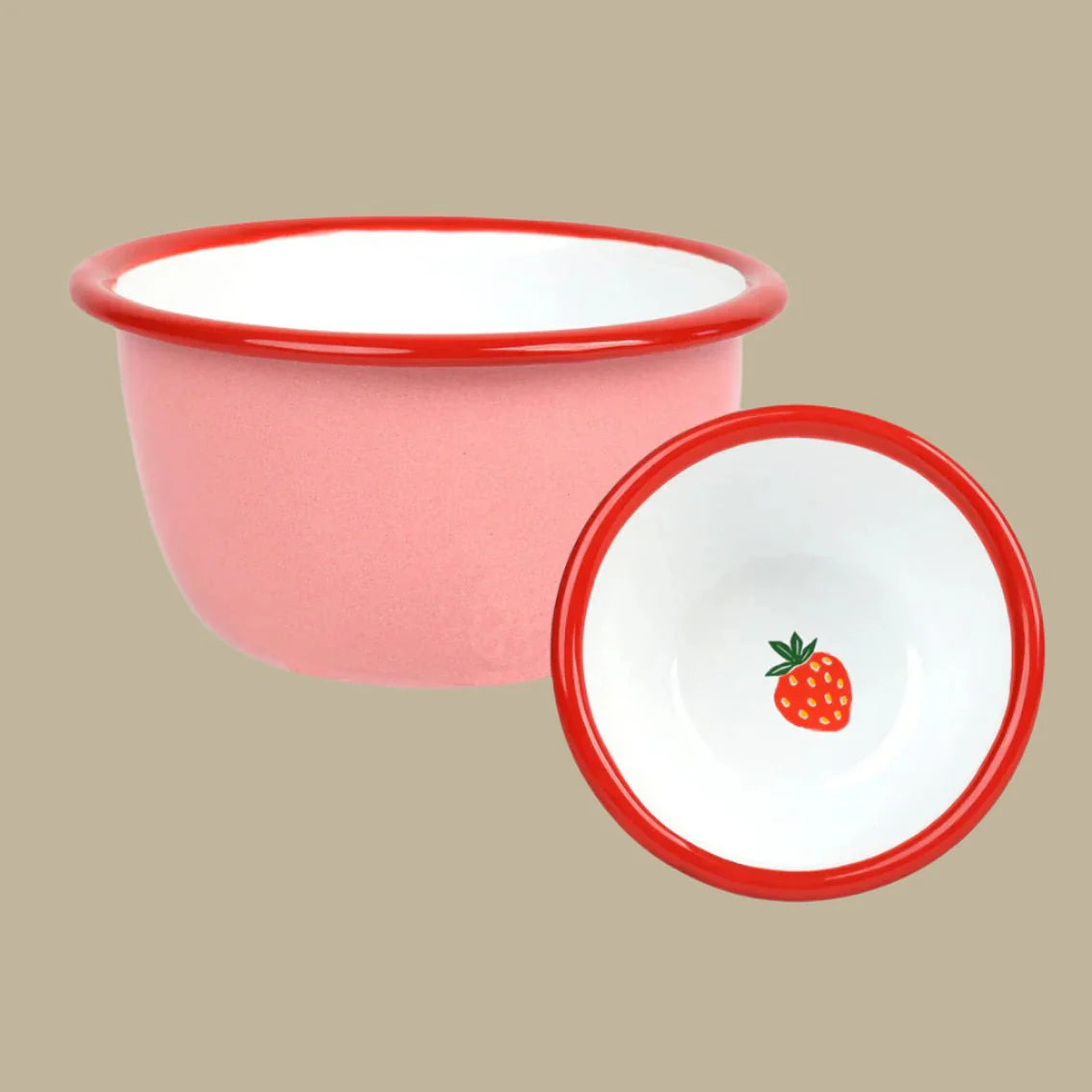 Strawberry Enamel Nibble Bowl - ENML - BOWL - STRAW - 10 - Uneeka