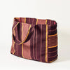 Striped Recycled Textile Open Tote Bag - 075403 - BROWN - Uneeka