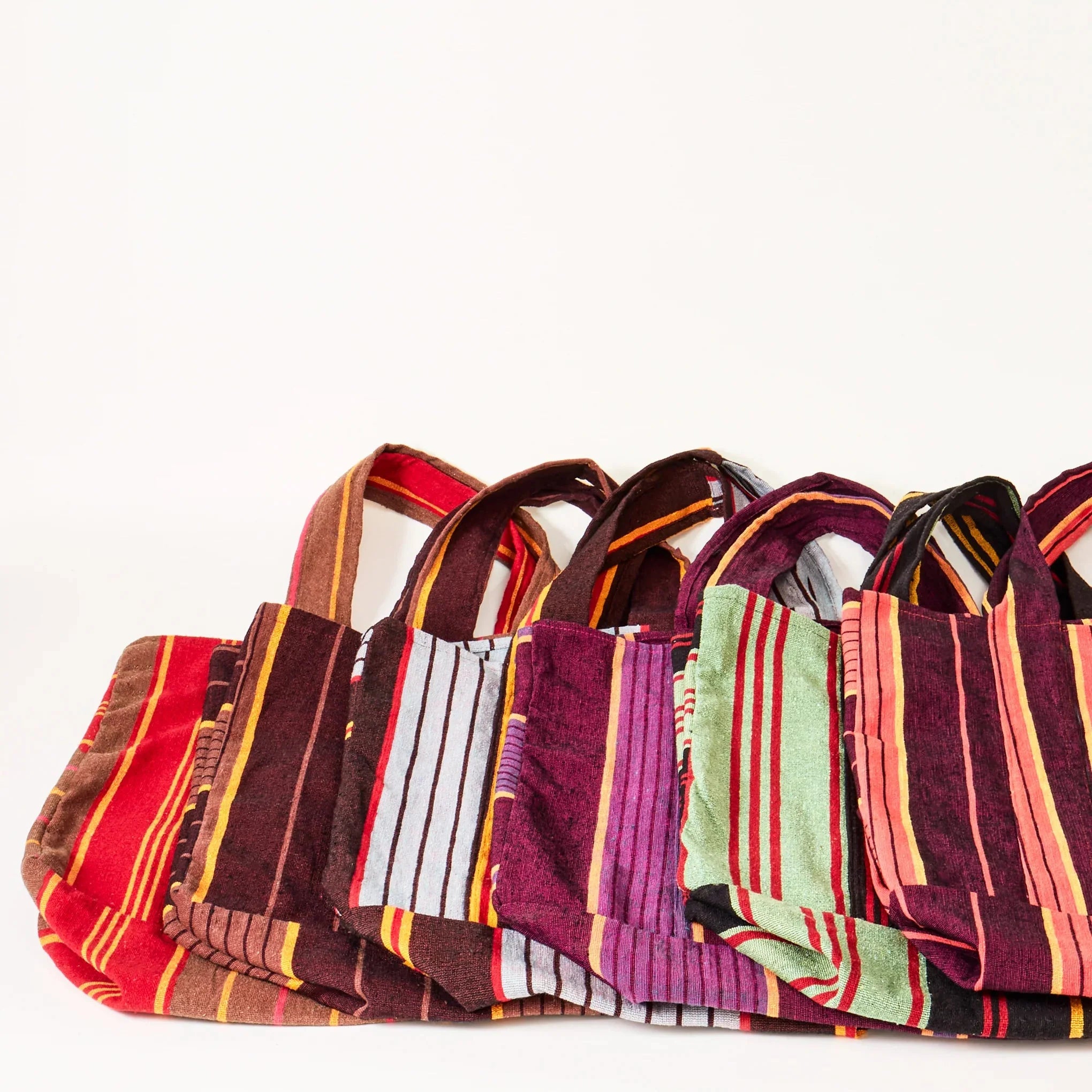 Striped Recycled Textile Open Tote Bag - 075403 - PURPLE - Uneeka