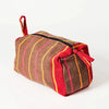 Striped Recycled Textile Zip Pouch Bag - 075401 - RED - Uneeka