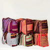 Striped Recycled Textile Zip Tote Bag - 075404 - RED - Uneeka